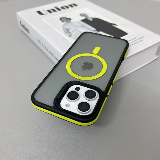 Luxury Magnetic Color Matte Translucent Armor Shockproof Case for Iphone 11 12 13 14 15 16 Promax Magsafe Wireless Charge Cover